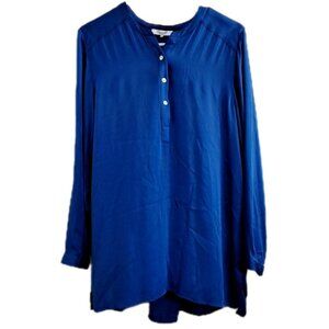 Nouvelle Palm Beach Women's L Royal Blue Silk Long Sleeve Blouse